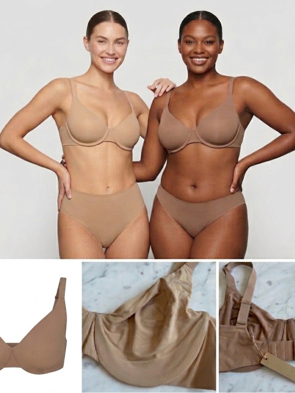 2 New Skims Bras Smoothing Intimates Unlined Full Coverage  - Nude & Brown 36B
